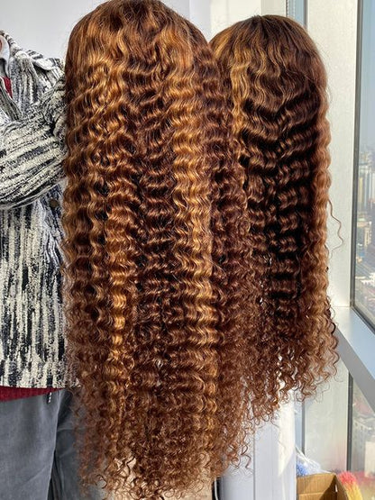 CurledByMe Highlights Ombre Water Wave Lace Wig