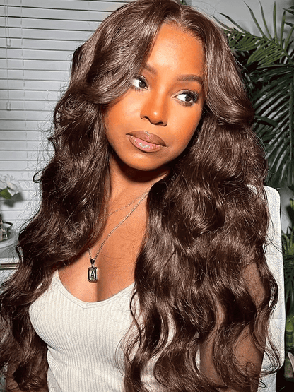 CurledByMe #4 Chocolate Brown Body Wave Wear & Go Wig