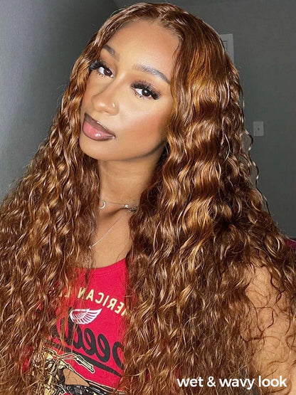 CurledByMe 6x4 HD Lace Water Wave Ombre Wig