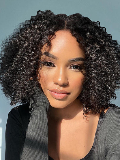 CurledByMe Kinky Curly Glueless Bob Wig 6x4 HD Lace