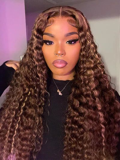 CurledByMe Highlights Ombre Water Wave Lace Wig