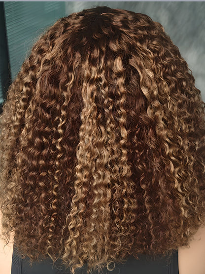 CurledByMe Highlights Ombre Kinky Curly Bob 6x4 HD Lace Wig