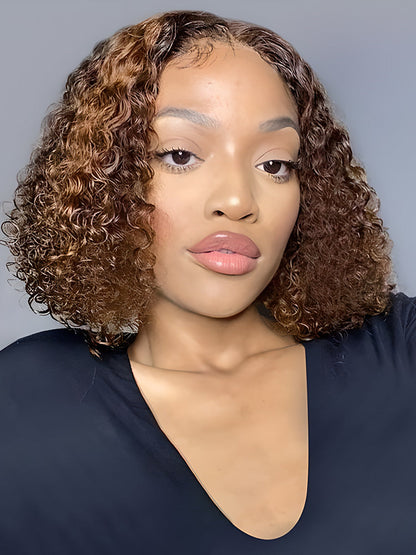 CurledByMe Highlights Ombre Kinky Curly Bob 6x4 HD Lace Wig