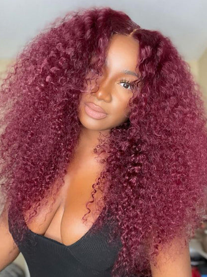 CurledByMe 99J Burgundy Kinky Curly Lace Front Wig