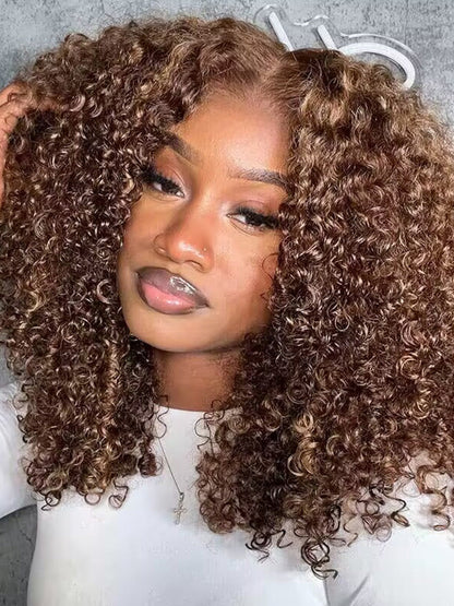 CurledByMe Highlights Ombre Kinky Curly Bob 6x4 HD Lace Wig