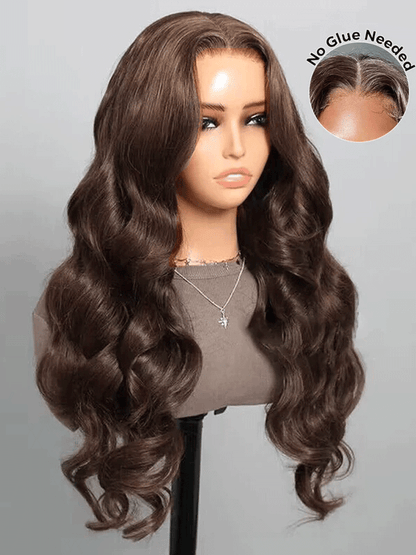 CurledByMe #4 Chocolate Brown Body Wave Wear & Go Wig