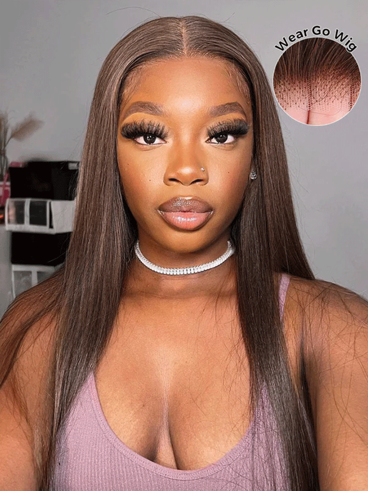 CurledByMe #4 Chocolate Brown Straight Wear & Go Wig