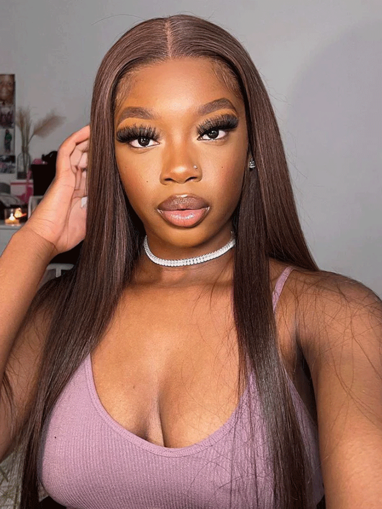 CurledByMe #4 Chocolate Brown Straight Wear & Go Wig