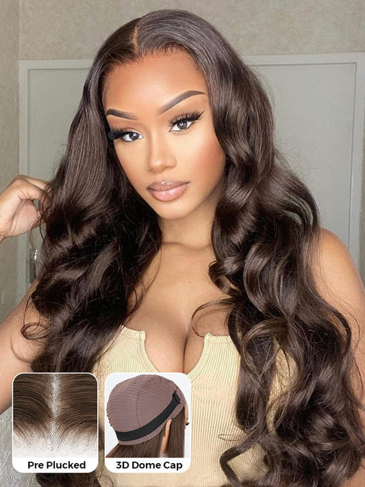 CurledByMe #4 Chocolate Brown Body Wave Wear & Go Wig