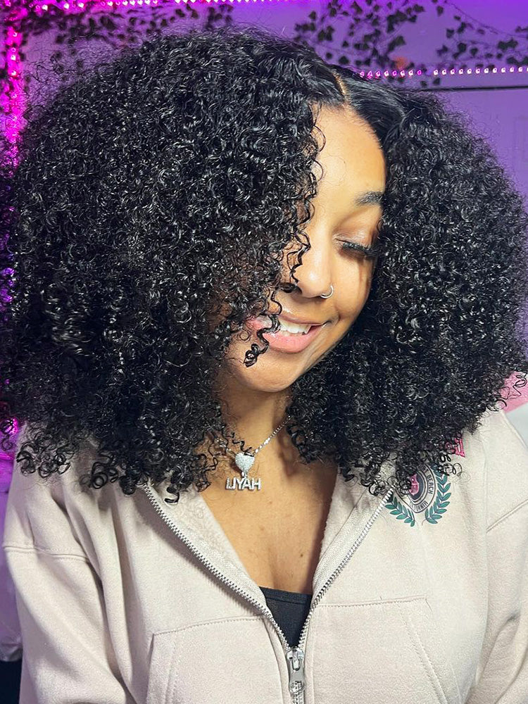 CurledByMe V Part Glueless Afro Kinky Curly Wig