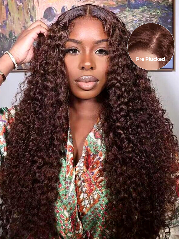 CurledByMe #4 Chocolate Brown Water Wave Wig