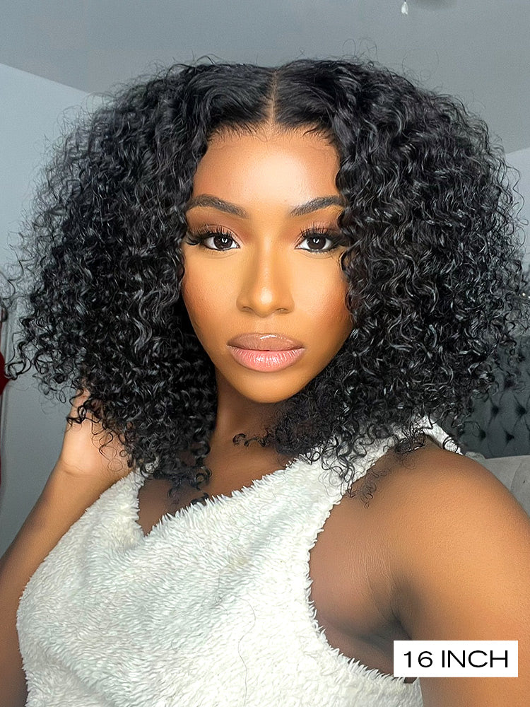 CurledByMe 9x6 HD Lace M-cap Kinky Curly Bob Wig