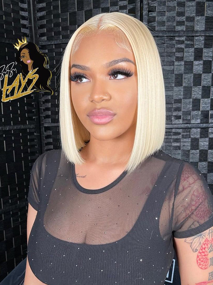 CurledByMe Short 613 Blonde 13x4 Lace Front Bob Wig