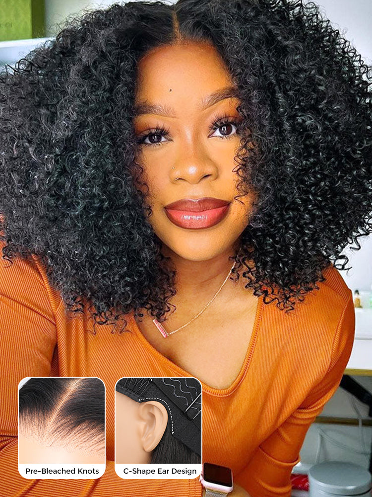 CurledByMe 9x6 HD Lace M-cap Kinky Curly Bob Wig