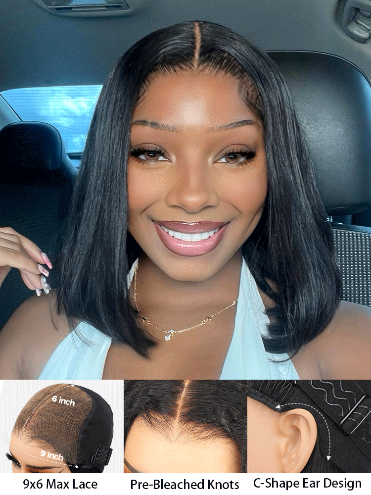 CurledByMe 9x6 HD Lace M-cap Straight Bob Wig