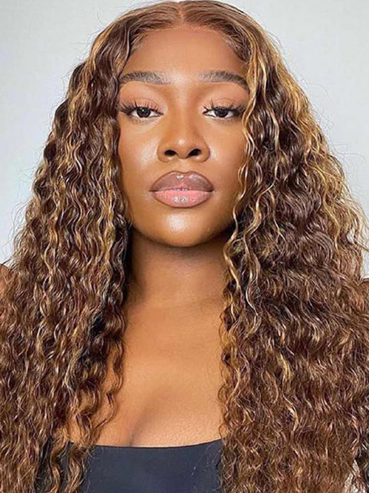 CurledByMe Highlights Ombre Water Wave Lace Wig