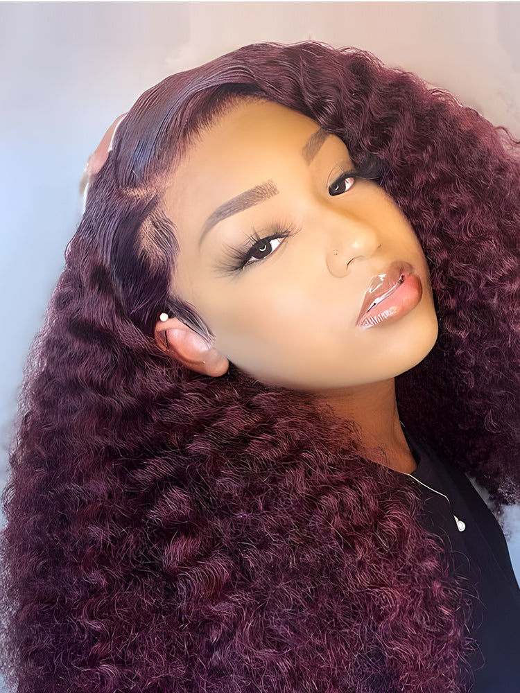 CurledByMe 99J Burgundy Kinky Curly Lace Front Wig