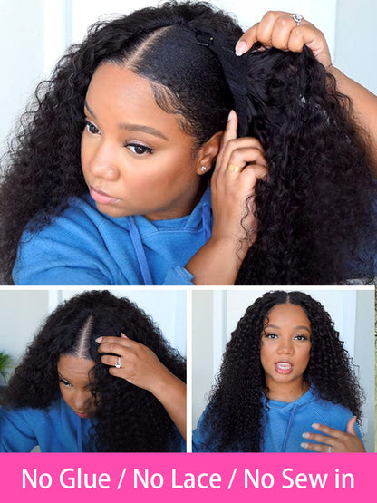 CurledByMe V Part Glueless Kinky Straight Wig