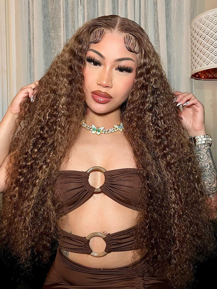 CurledByMe 9x6 Lace M-cap Water Wave Highlight Wig