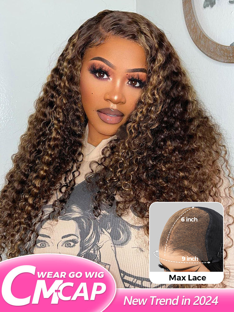 CurledByMe 9x6 Lace M-cap Mini Knots Kinky Curly Highlight Wig