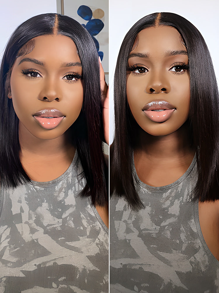 CurledByMe Blunt Cut 13x4 Lace Bob Wig Short Straight