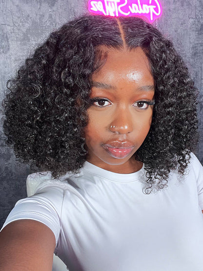 CurledByMe 9x6 HD Lace M-cap Kinky Curly Bob Wig