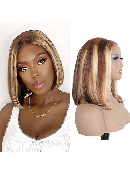 CurledByMe 4x4 Lace Highlights Ombre Straight Bob Wig Pre-Plucked