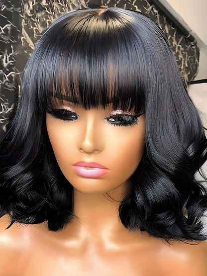 CurledByMe Body Wave Non-Lace Bob Wig with Bangs