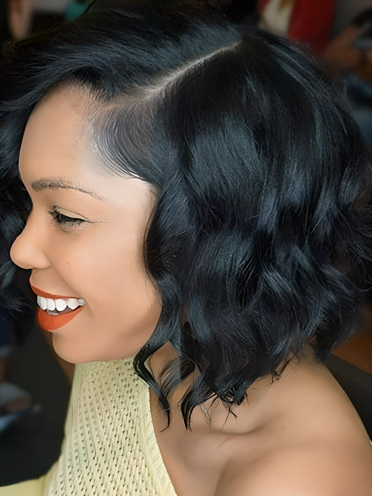 CurledByMe Body Wave Bob 4x4 Lace Closure Wig with Baby Hair