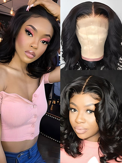 CurledByMe Body Wave Bob 4x4 Lace Closure Wig with Baby Hair