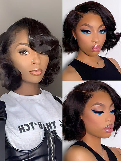 CurledByMe Body Wave Bob 4x4 Lace Closure Wig with Baby Hair