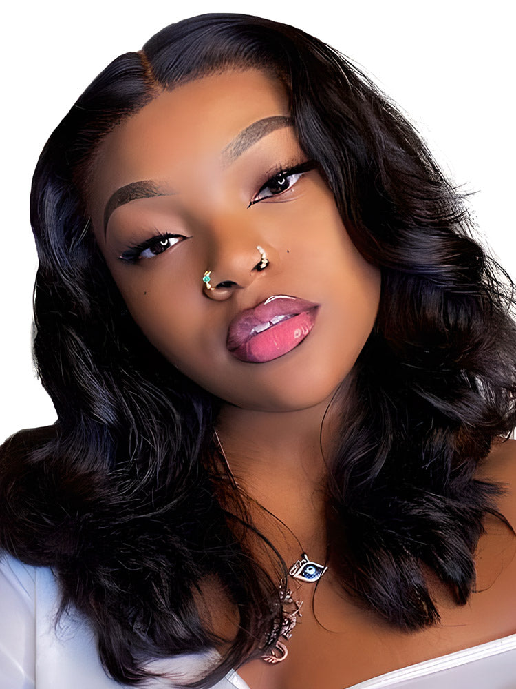 CurledByMe Body Wave Bob 4x4 Lace Closure Wig with Baby Hair