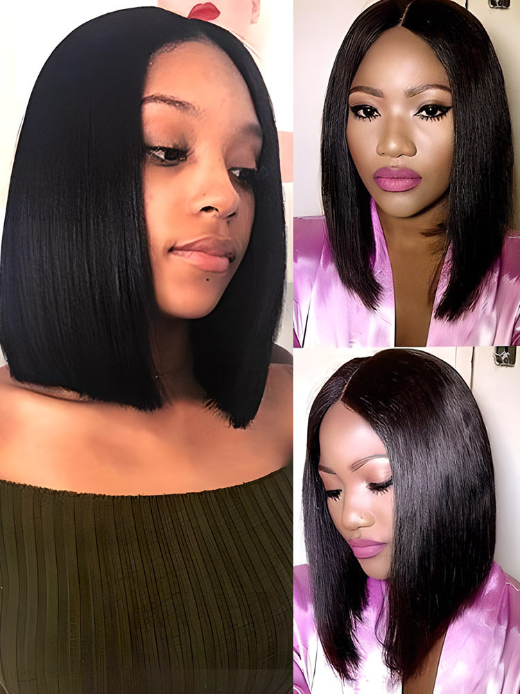 CurledByMe Blunt Cut 13x4 Lace Bob Wig Short Straight