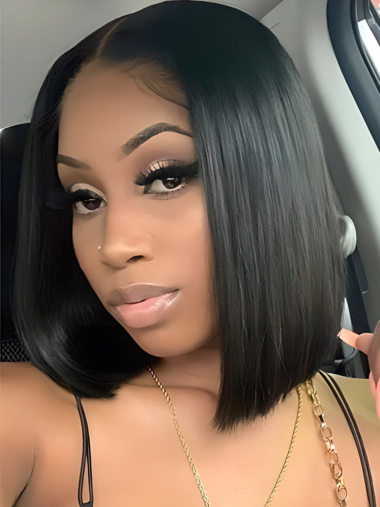 CurledByMe Blunt Cut 13x4 Lace Bob Wig Short Straight