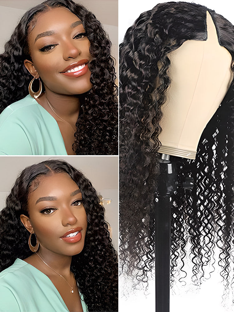 CurledByMe Deep Wave V Part Glueless Wig