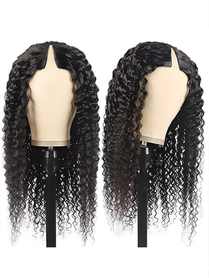 CurledByMe Deep Wave V Part Glueless Wig