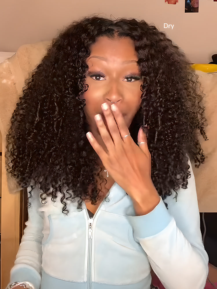 CurledByMe Kinky Curly V Part Glueless Wig