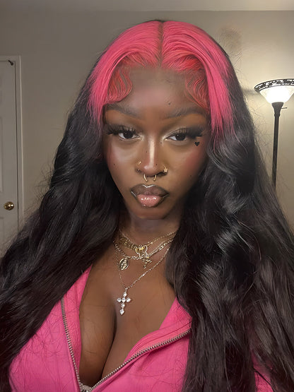 CurledByMe Pink Roots Body Wave Lace Front Wig