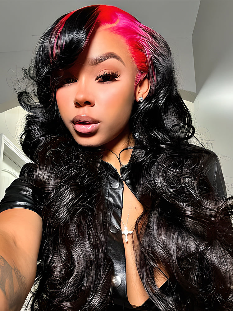 CurledByMe Pink Roots Body Wave Lace Front Wig