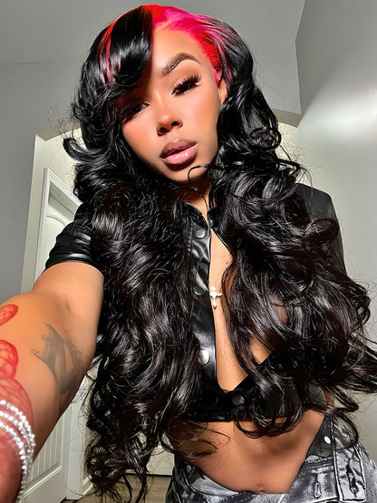 CurledByMe Pink Roots Body Wave Lace Front Wig