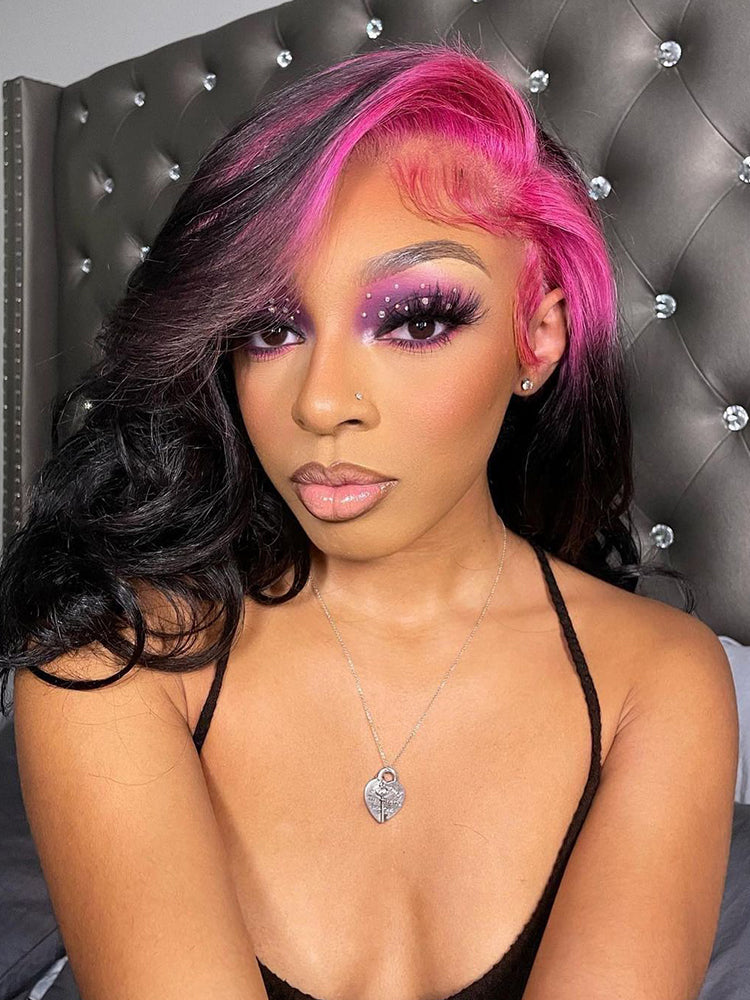 CurledByMe Pink Roots Body Wave Lace Front Wig