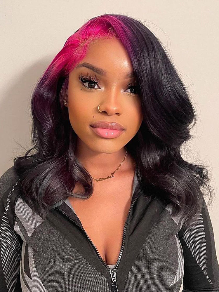 CurledByMe Pink Roots Body Wave Lace Front Wig