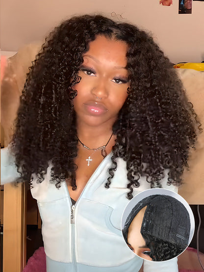 CurledByMe Kinky Curly V Part Glueless Wig