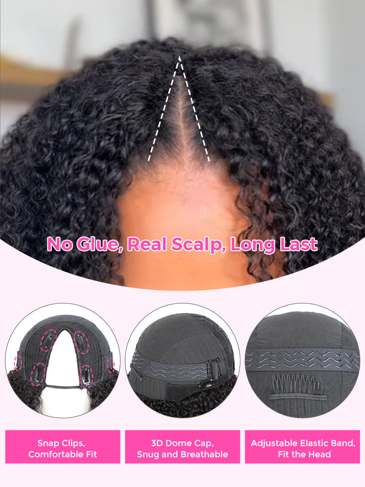 CurledByMe V Part Glueless Afro Kinky Curly Wig