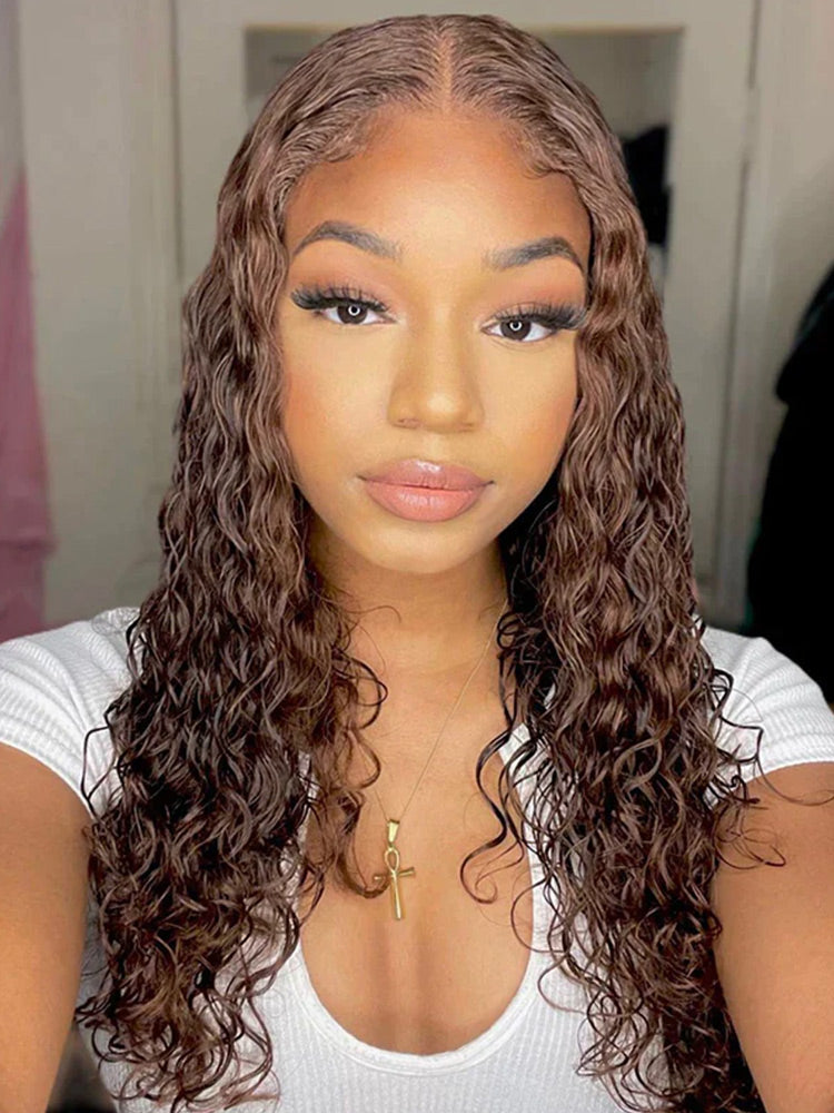 CurledByMe #4 Chocolate Brown Water Wave Wig